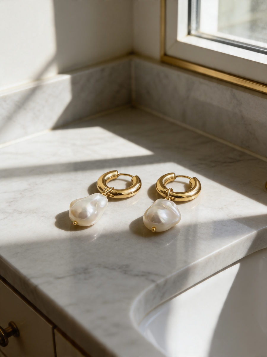 Sol Pearl Hoops